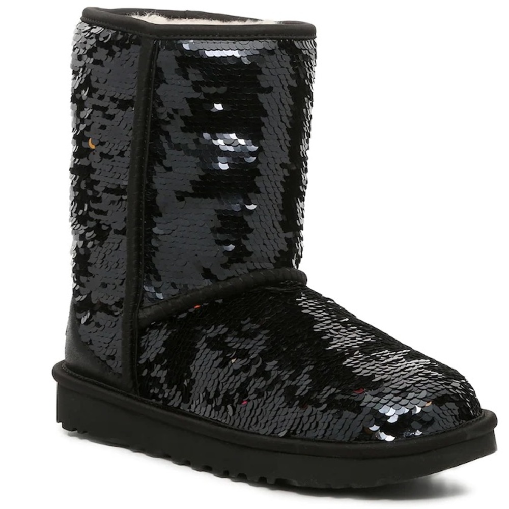 UGG Black Boots Classic Short Sequin Women’s Size 10